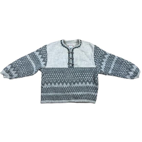 Vintage Score Norway Wool Sweateri Scandinavia Pullover Pewter Clasps Men M/L - Picture 8 of 8